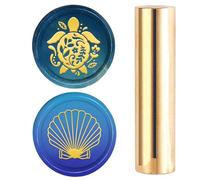 CRASPIRE Brass 2 Styles Pattern Headed Wax Seal Stamp Sea Turtle Seashell Metal 15mm Mini Stamps for Wedding Invitations Envelopes Wrapping Ocean Seashell Summer DIY