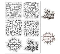 CRASPIRE Brick Wall Background Clear Rubber Stamps Reusable Vintage Retro Silicone Transparent Seals Stamp for Journaling Card Making Friends DIY Scrapbooking Photo Frame Album Decor 6.3 x 4.3inch