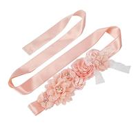 CRASPIRE Bridal Belt Pregnant Woman Pearl Flowers Sash Satin Evening Dress Belt Pink Sash Crystals Rhinestone Lace Bow Wedding Accessories Bridal Bridesmaid Belt Wedding Dress Accessories