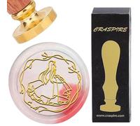 CRASPIRE Bride Wax Stamp Wedding Invitations Embossed Stamp Sealing 25mm Removable Gold Brass Head with Retro Rosewood Handle Wax Stamper for Engagement Envelope Party Cards Gift Packing Decor