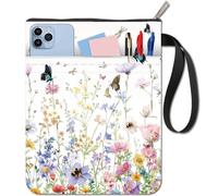 CRASPIRE Butterfly Book Sleeve Flower Book Covers Plant Book Protector for Paperbacks Washable Fabric Cloth Book Cover with Zipper and Extra Sleeve Pocket for Book Lovers Classmate Gifts