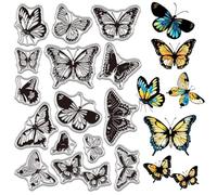 CRASPIRE Butterfly Rubber Clear Stamp Transparent Silicone Stamps 6.3 x 4.3In Retro Butterflies Seals Sheets Background Print Signet DIY Crafts Postage PVC Scrapbooking Making Cards Photo Album