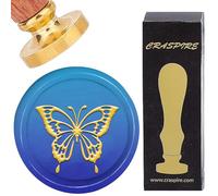 CRASPIRE Butterfly Wax Seal Stamp 30mm Removable Animal Brass Head with Retro Wooden Handle Sealing Wax Stamp for Wedding Valentine's Day Birthday Envelopes Invitations Decoration Packing DIY