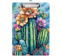 CRASPIRE Cactus Flower Acrylic Clipboard Standard A4 Letter Size 8.6x12 Inch Writing Boards Clip with Double-sided Print Plant Writing Instruments Decorative Clipboards for Office School Lawyer Nurse