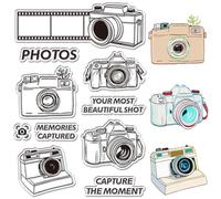 CRASPIRE Camera Clear Stamps Words Reusable Transparent Silicone Stamp Seals for Journaling Card Making Decor DIY Scrapbooking Photo Album Decorative Stamp Sheets