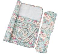 CRASPIRE Canvas Pencil Wrap Flower Pattern Pencils Roll Holder Brushes Bag Roll Up Piant Floral Coloring Pen Case Storage Organizer for Art Lovers Artist Drawing Sketching with 20 Slots Pouch