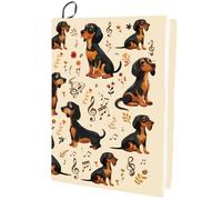CRASPIRE Cartoon Dog Stretchable Book Cover Music Note Cute Khaki Washable Reusable Nylon Cloth Elastic Covers Protector for Hardcover Paperbacks Book Lovers Gift Notebook Textbook