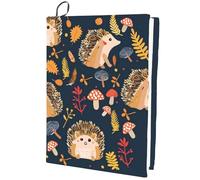 CRASPIRE Cartoon Hedgehog Stretchable Book Cover Mushroom Spring Washable Reusable Nylon Cloth Elastic Covers Protector for Hardcover Paperbacks Book Lovers Gift Notebook Textbook