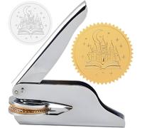 CRASPIRE Castle Book Embosser Seal Stamp Stainless Steel Library Stamp Hand Held Embossing Stamp Seal Notary Embosser Stamp with Plastic Box for Envelopes Napkins Paper Wedding Invitation