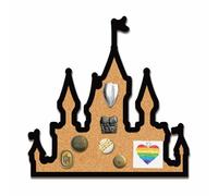CRASPIRE Castle Pin Board 9.84x9.84In Thick Cork Board Wall Mounted Framed Bulletin Display Badge Wooden Decorative Corkboard Memory Memo Brooch Lapel Holder Storage Jewelry for Home Classroom Wedding