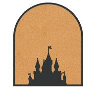 CRASPIRE Castle Pin Cork Board 11.8x9.8In Wall Mounted Framed 0.7" Thick Bulletin Display Badge Wooden Saddle Brown Memory Memo Brooch Lapel Pin Holder Storage for Home Office Bedroom Wedding Decor