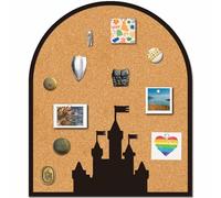 CRASPIRE Castle Pin Cork Board 25 x 30cm Wall Mounted Framed Bulletin Display Badge 2cm Thickness Wooden Memory Memo Brooch Lapel Pin Holder Storage for Home Office School Classroom Wedding Decoration