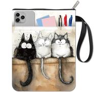 CRASPIRE Cat Book Cover Animal Book Sleeve Cloth Washable Waterproof Pets Printed Notebook Paperback Protector Bag with Zipper and Extra Sleeve Pocket for Textbook Readers Teacher Classmates Supplies