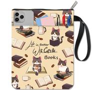 CRASPIRE Cat Book Covers Animal Coffee Book Protector Book Sleeve for Paperbacks Washable Fabric Cloth Book Cover with Zipper and Extra Sleeve Pocket for Book Lovers Classmate Gifts