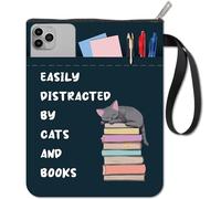 CRASPIRE Cat Book Covers Word Book Sleeve Book Protector for Paperbacks Washable Fabric Cloth Book Cover with Zipper and Extra Sleeve Pocket for Book Lovers Classmate Gifts