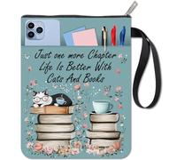 CRASPIRE Cat Book Sleeve Animal Book Cover Cloth Washable Waterproof Pets Cats Printed Notebook Paperback Protector Bag with Zipper and Extra Pocket for Christmas Birthday Graduation Readers Club