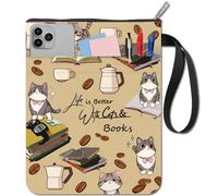 CRASPIRE Cat Book Sleeve Coffee Protector Book Covers for Paperbacks Washable Fabric Cloth Book Cover with Zipper and Extra Sleeve Pocket for Book Lovers Classmate Friend Gifts