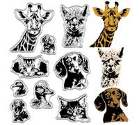 CRASPIRE Cat Clear Rubber Stamps Dog Sheep Cow Duck Animal Reusable Vintage Transparent Silicone Sealing Stamp Decorative Seals for Card Making DIY Scrapbooking Postcard Journaling Photo Albums Decor