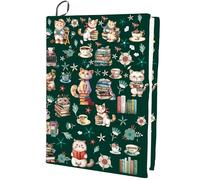 CRASPIRE Cat Stretch Book Cover Coffee Cup Books Flowers Pattern Elastic Book Sleeve Adjustable Reusable Washable Cloth Book Covers for Paperback Hardcover Notebooks Bible Book Lovers
