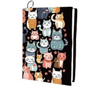 CRASPIRE Cat Stretchable Book Cover Cartoon Animal Black Cover Washable Reusable Large Nylon Book Sleeve Book Protector Elastic Notebook Wraps for Hardcover Books Textbook Gift