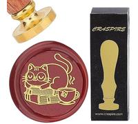 CRASPIRE Cat Wax Seal Stamp 25mm Sealing Wax Stamps Book Retro Rosewood Handle Removable Brass Head for Wedding Invitations Envelopes Halloween Christmas Thanksgiving Gift Packing
