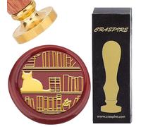 CRASPIRE Cat Wax Seal Stamp Book Theme Wax Stamps 25mm Retro Vintage Removable Golden Brass Stamp Head with Rosewood Handle for Wedding Invitation Graduation Valentine's Day Christmas Thanksgiving