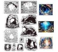 CRASPIRE Cave Rubber Clear Stamp Transparent Silicone Stamps 6.3x4.3inch Vintage Retro Cavern Hole Seals Sheets Background Print Signet DIY Crafts Postage PVC Scrapbooking Making Cards Photo Album