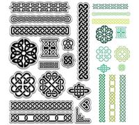 CRASPIRE Celtic Knot Clear Rubber Stamps Trinity Knot Reusable Transparent Silicone Stamp Seals Vintage for St. Patrick's Day Journaling Card Making Decor DIY Scrapbooking Supplies Crafting