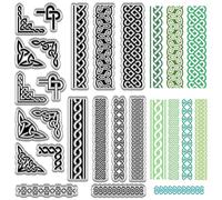CRASPIRE Celtic Knot Trinity Knot Clear Rubber Stamps Reusable Frame Transparent Silicone Stamp Seal Vintage for Easter St.Patrick Christmas Journaling Card Making Crafting Decor DIY Scrapbooking
