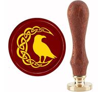 CRASPIRE Celtic Knot Wax Seal Stamp Crow Sealing Wax Stamps 30mm Retro Vintage Removable Brass Head with Wood Handle for Wedding Invitations Halloween Christmas Thanksgiving Gift Packing