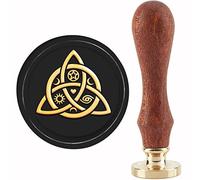 CRASPIRE Celtic Knot Wax Seal Stamp Sealing Stamp Copper Seals Eye Sun Star Symbol 30mm Retro Removable Brass Stamp Head with Wooden Handle for Envelopes Wedding Christmas Invitations Gift Decoration