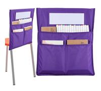 CRASPIRE Chair Buddy Storage Pocket 19 x 16.5in Chair Back Organizer Chart Purple with Name Tag Label Slot Students Seat Chairback Multiple Pockets for School Home Classroom Preschool Daycare Supplies
