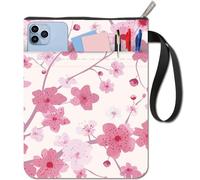 CRASPIRE Cherry Blossom Book Covers Flower Sleeve Sakura Protector for Paperbacks Washable Fabric Cloth Cover with Zipper and Extra Pocket for Lovers Classmate Gifts