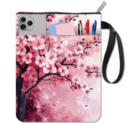 CRASPIRE Cherry Tree Book Sleeve Protector with Zipper Waterproof Canvas Pouch Double-Sided Covers for Books Lovers Hardcover Notebook Bible Journal Textbooks Paperbacks Student Gift 11 x 8.66 Inch