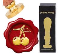 CRASPIRE Cherry Wax Seal Stamp Vintage 25mm Removable Brass Head Wood Handle Fruits Sealing Wax Stamp for Wedding Birthday Party Envelopes Invitations Gift Packing Wrap Decoration