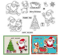 CRASPIRE Christmas Clear Stamps Snowflake Santa Claus Snowman Silicone Stamp Seal Transparent Silicone Stamps for Christmas Card Making Decoration DIY Scrapbooking Embossing Album Decor Craft Gift