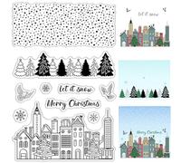 CRASPIRE Christmas Clear Stamps Snowflakes House Pines Reusable Transparent Silicone Stamp Seals for Journaling Card Making Decor DIY Scrapbooking Photo Album Decorative