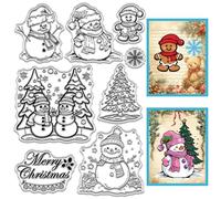 CRASPIRE Christmas Clear Stamps Snowman Gingerbread Man Snowflake Merry Christmas Tree Transparent Reusable Silicone Rubber Stamps Seal for Winter DIY Craft Journaling Card Making Scrapbooking Decor
