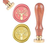 CRASPIRE Christmas Elk Wax Seal Stamp Head Vintage Wax Sealing Stamps Animal Retro 25mm Bell Star Removable Brass Head Wooden Handle Xmas for Envelopes Invitations Wine Packages Greeting Cards Wedding