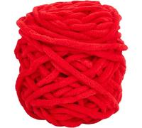 CRASPIRE Christmas Red Chenille Chunky Yarn for Crocheting Super Bulky Skein 7mm Thick 3.5oz 72yds Fluffy Soft Bulky Thick Fluffy Fuzzy Soft Velvet Hand Knitting Blanket Weaving DIY Amigurumi