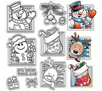 CRASPIRE Christmas Snowman Clear Rubber Stamp Gingerbread Man Reindeer Holly Reusable Transparent Silicone Seal Stamp for Xmas Decor DIY Craft Scrapbooking Journaling Card Making Supplies