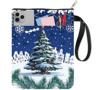 CRASPIRE Christmas Tree Book Sleeve Winter Protector Snow Covers for Paperbacks Washable Fabric Cloth Cover with Zipper and Extra Pocket for Lovers Xmas Classmate Gifts