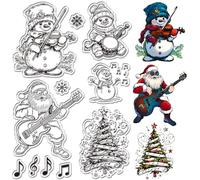 CRASPIRE Christmas Tree Snowman Clear Rubber Stamps Santa Snowflake Music Rock Reusable Transparent Silicone Stamp Seals for Xmas Winter Journaling Card Making Decor DIY Craft Scrapbooking Photo Album