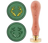 CRASPIRE Christmas Wax Seal Stamp Deer Sealing Wax Stamp Elk Antler Xmas Vintage Retro Wooden Sealing Stamp Removable Brass Seal Stamp Head for Wedding Invitations Decoration Gift Packing
