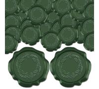 CRASPIRE Christmas Wreath Wax Seal Stamp 100Pcs 30mm Xmas Green Holly Olive Self Adhesive Vintage Wax Sticker for Envelope Birthday Invitation Gift Wrapping Greeting Card Scrapbook Decoration