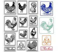 CRASPIRE Clear Chicken Stamps Farm Rubber Stamp Decorative Square Chicken Rooster Hen Reusable Silicone Stamps Seals for DIY Scrapbooking Supplies Embossing Paper Card Album Decoration Crafting