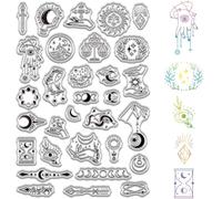 CRASPIRE Clear Rubber Stamps Vintage Tarot Magic Hand Evil Eyes Reusable PVC Background Postmark Transparent Silicone Stamps Seal for DIY Craft Scrapbooking Journaling Card Making Decoration Supplies