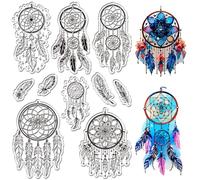 CRASPIRE Clear Stamps Dream Catcher Stamps Dreamcatcher Net Vintage PVC Reusable Background Postmark Transparent Silicone Rubber Stamp Seals for Journaling Card Making DIY Scrapbooking
