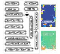 CRASPIRE Clear Stamps Sentiment Words Phrase Stamp Thank You Happy Birthday Celebrate Wishing You a Happy Day Background Silicone Seals Transparent for Card Making Decoration Scrapbooking DIY Crafting