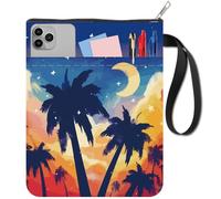 CRASPIRE Coconut Tree Book Sleeve Cover Seaside Scenery Book Cloth 11x8.7inch Zipper Front Pocket Washable Fabric Book Pouch Protector for Readers Freind Accessories Hardcover Textbook